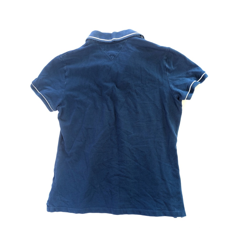Tommy Hilfiger Womens Navy Blue V-Neck Polo Shirt Short Sleeve Size L - Picture 2 of 4